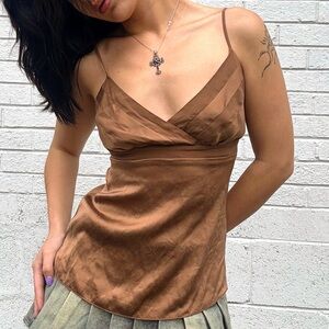 Bebe Y2K Bronze Silk Cami Top Small